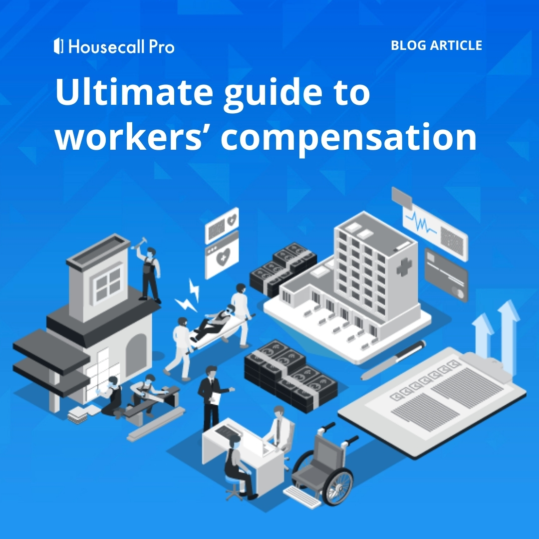 - Housecall Pro illustrative cover of workers compensation guide
