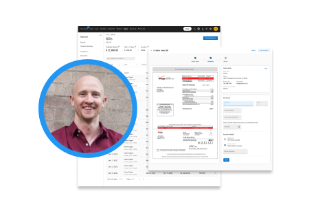 Housecall Pro image over bill pay feature screenshot