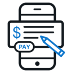 Blue pay invoice icon