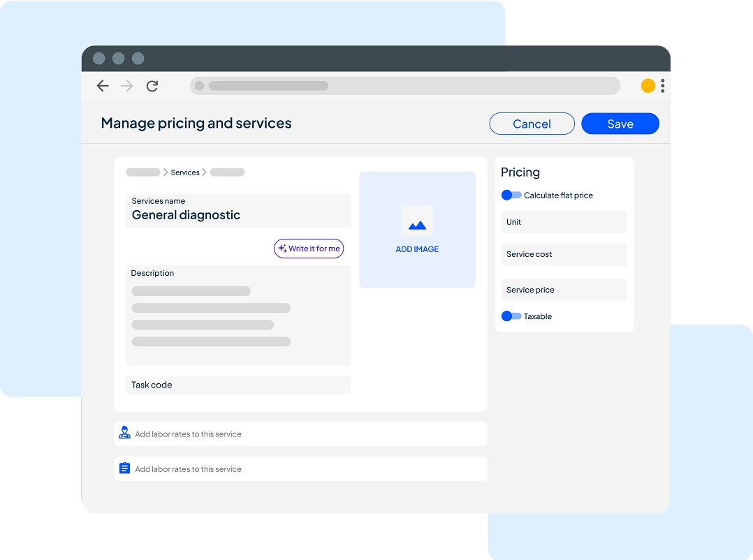 HCPs' pricebook management software desktop view